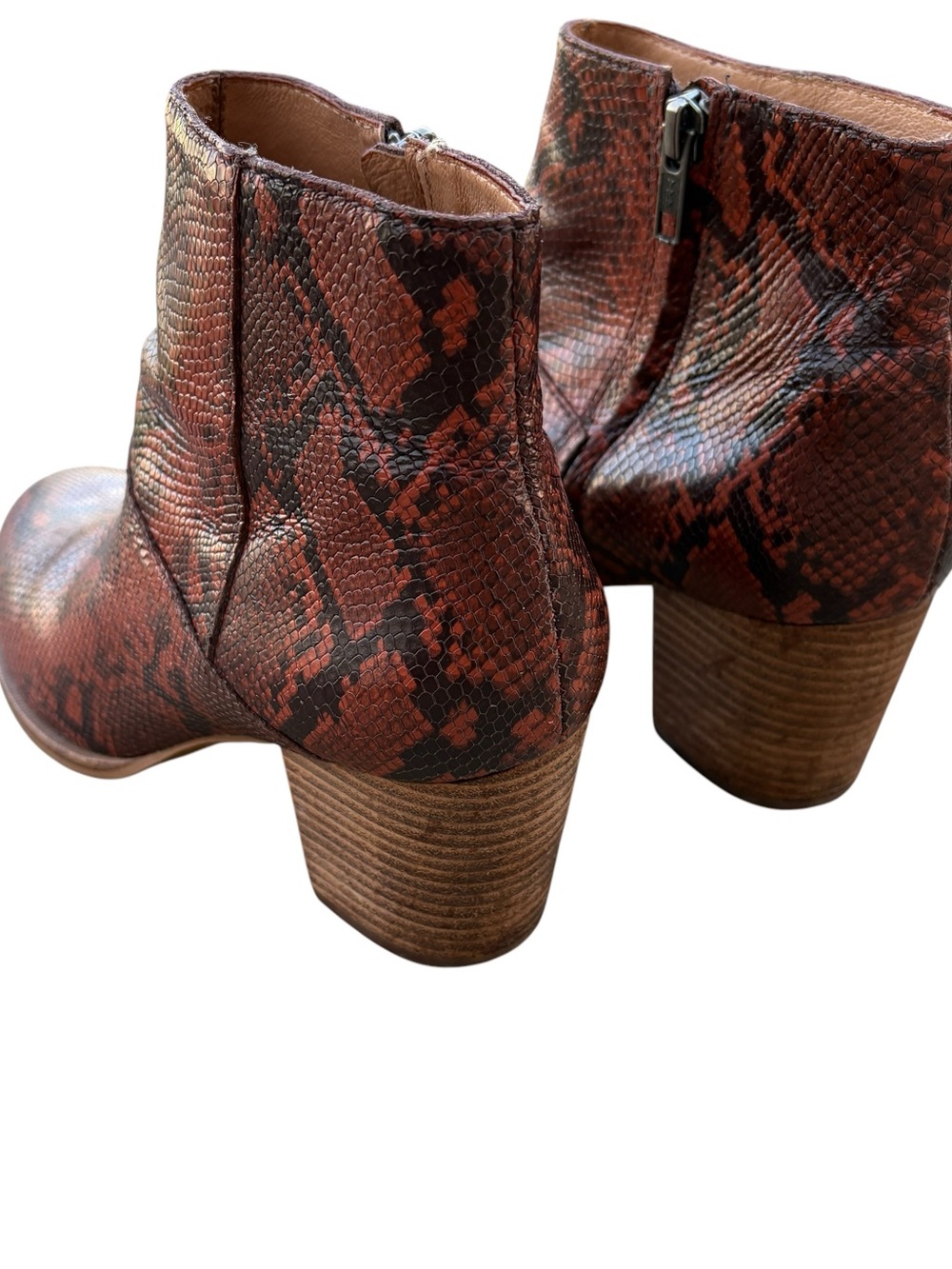 Madewell Snake Embossed Leather Ankle Boots Size 8 - Picture 3 of 16